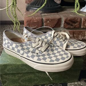 Vans Blue and Cream Checkered Shoes